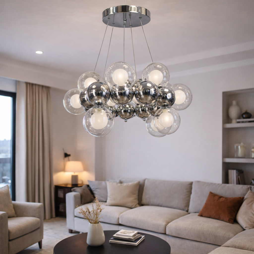 Люстра Bubble Balloon з скляними плафонами 18 ламп G9/LED підсвічування (2029/CH)