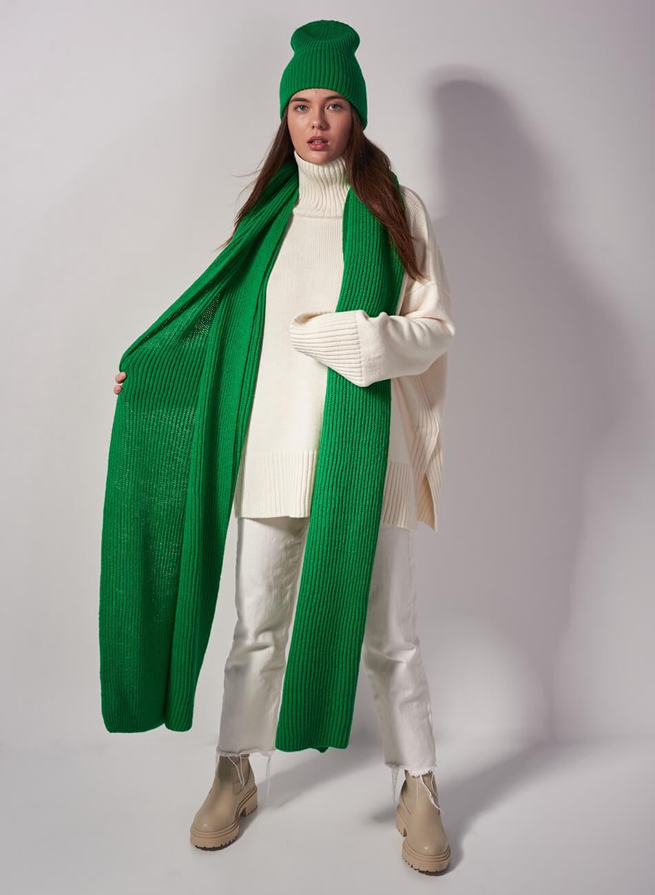 Шарф з вовни мериноса жіночий FIORE BIANCO базиліковий One size Шарф з вовни мериноса жіночий FIORE BIANCO базиліковий One size