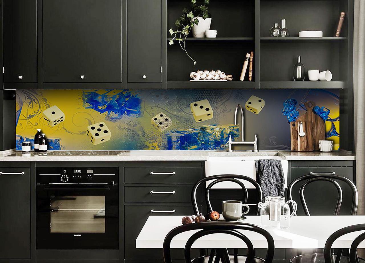 Кухонный фартук Игральные кости из самоклеящейся виниловой пленки 60х250 см Синий Кухонный фартук Игральные кости из самоклеящейся виниловой пленки 60х250 см Синий