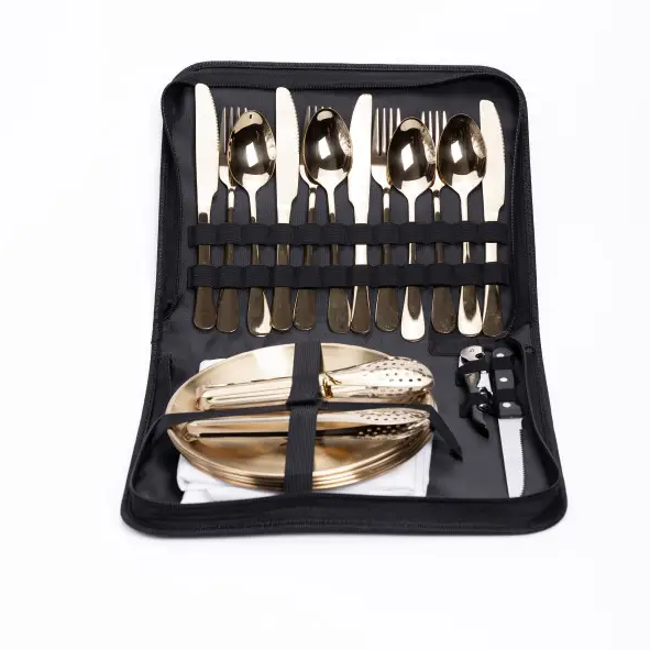 Набор посуды для пикника на 4 персоны 24 предмета Золотой