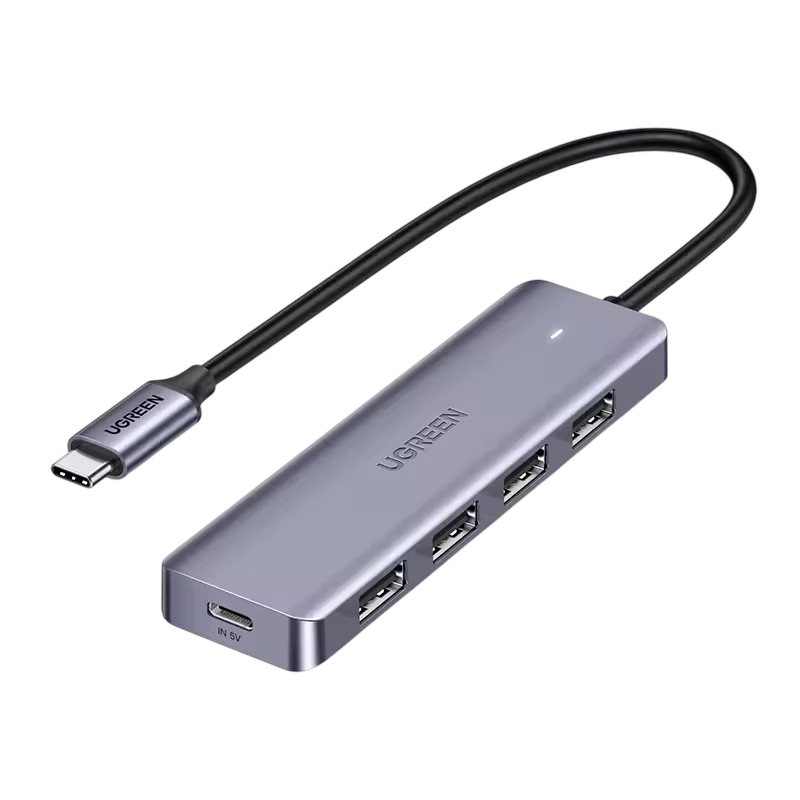 Хаб-USB UGREEN CM219 4-Port USB 3.0 для MacBook Pro iPad Pro Samsung Galaxy Note 5 Gbps 15 см Grey (70336)
