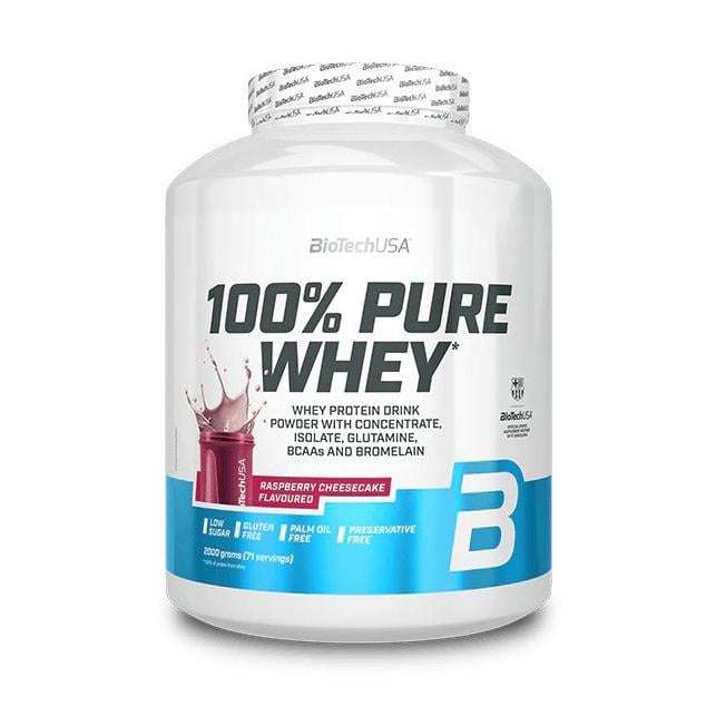 Протеин сывороточный BioTech 100% Pure Whey 2 кг Чизкейк с малиной