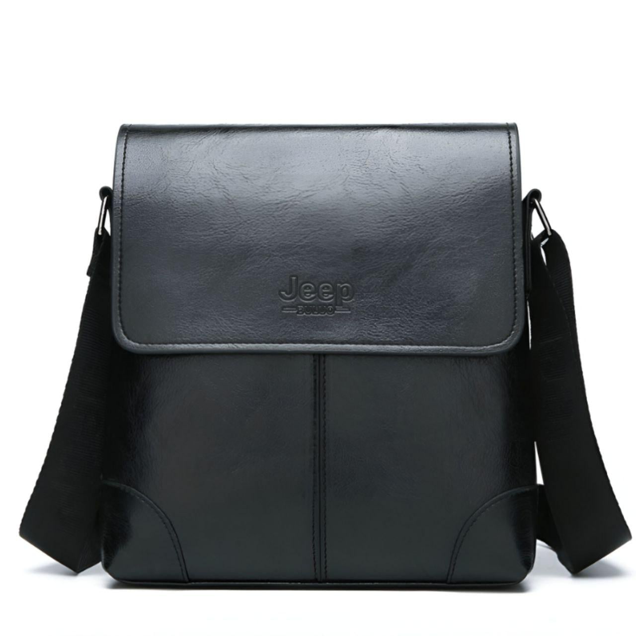 Чоловіча сумка Jeep з екошкіри через плече Чорний (Jeep-3/ASIB)