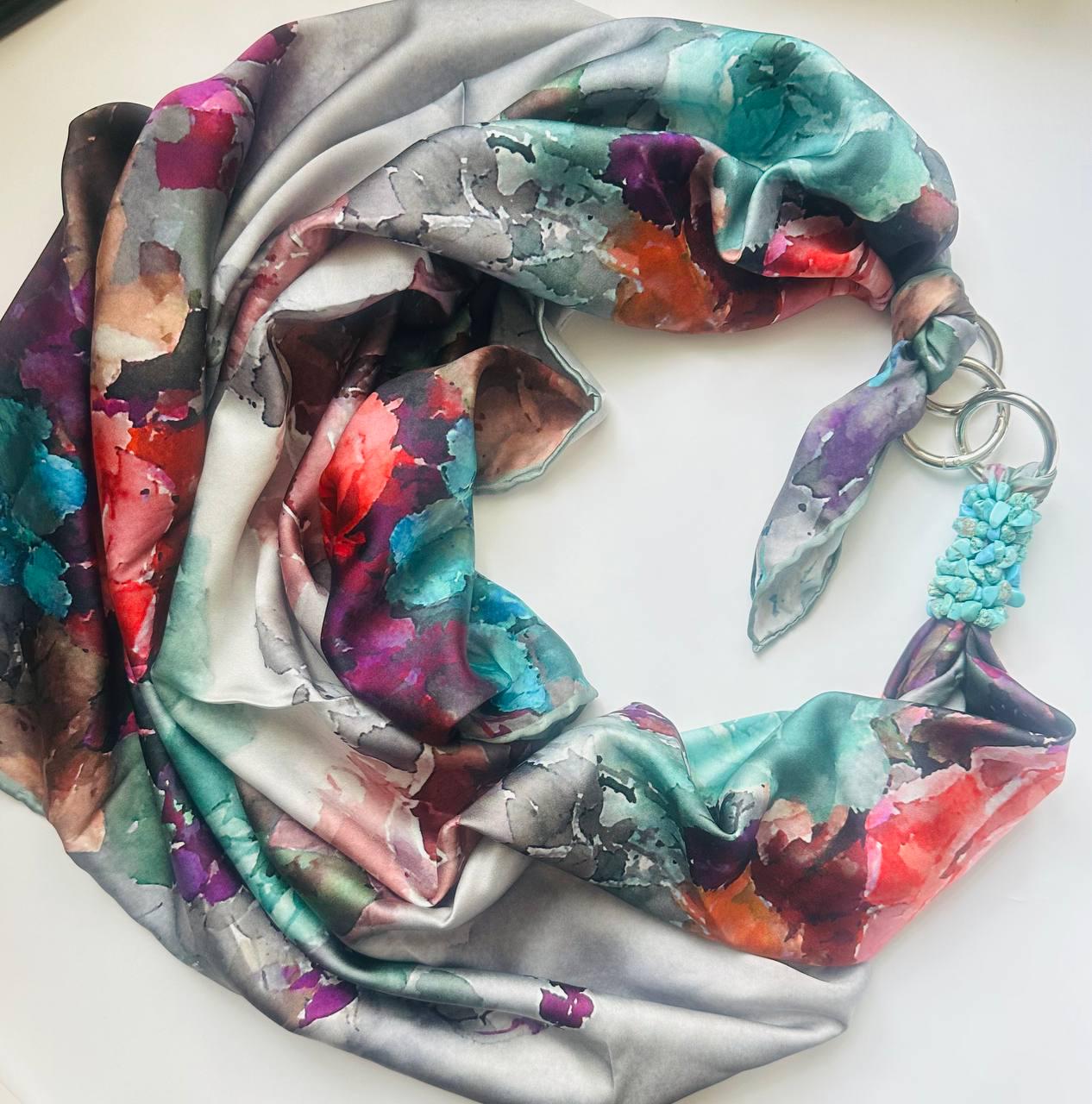 Платок My Scarf Райский остров украшен кораллом 90x90 см (27189804)