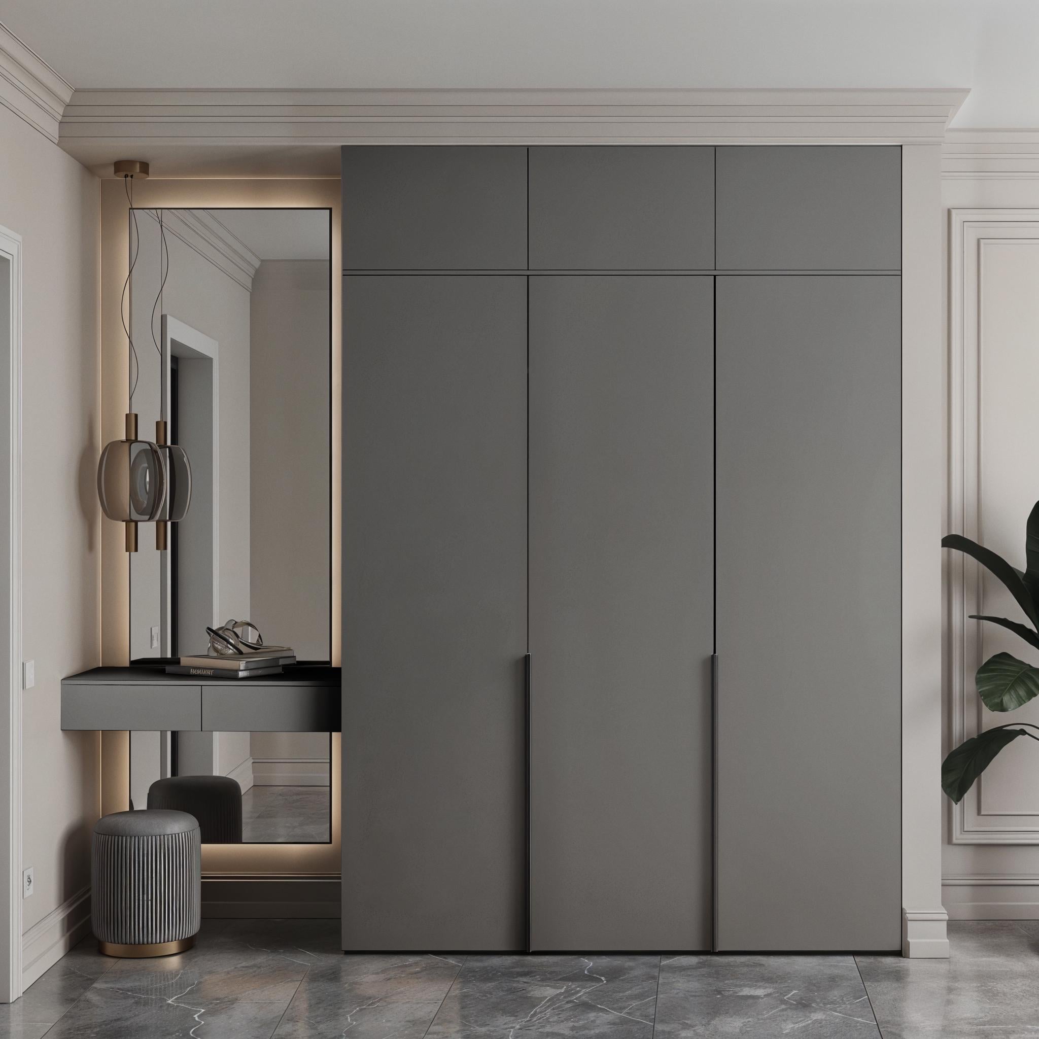 Комплект Terra шкаф с антресолью полками штангой туалетным столом 2800x520х2600 мм Антрацит