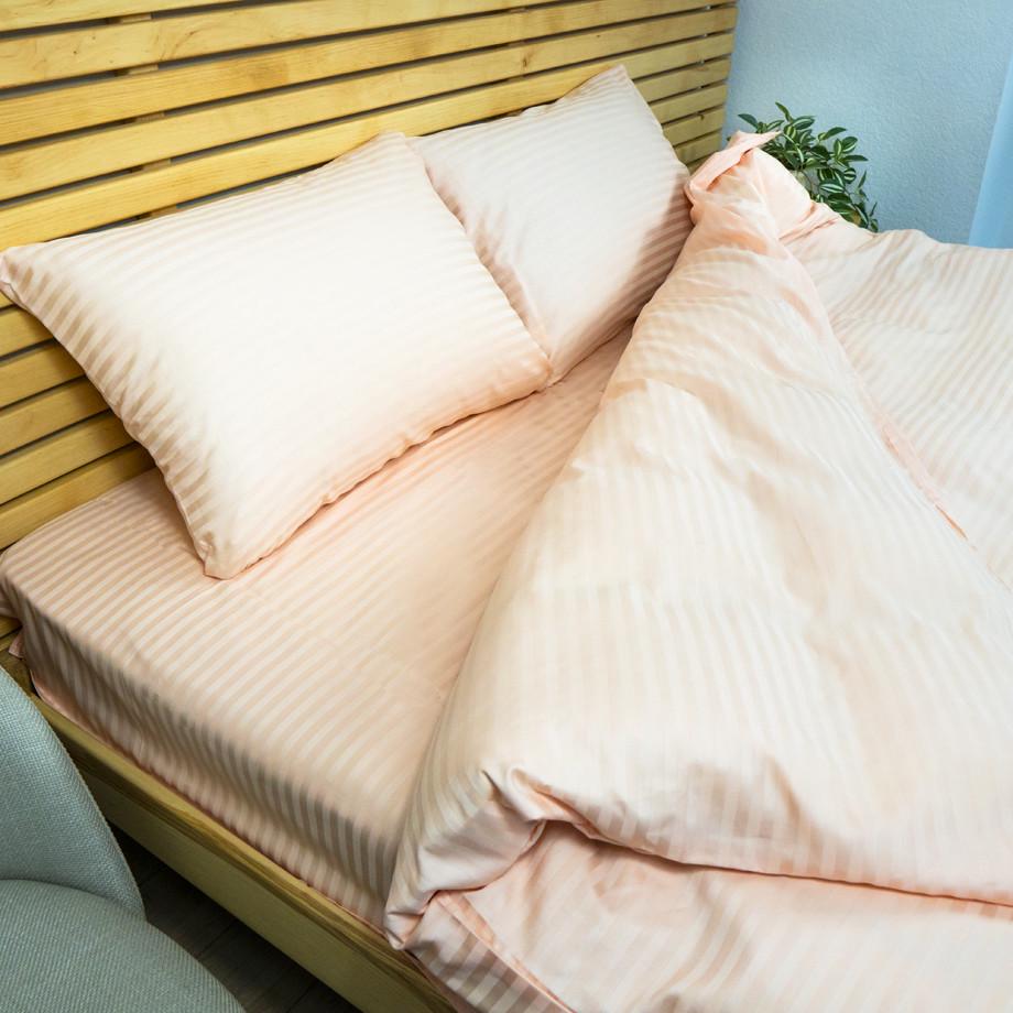 Наволочка YouStar 125 г/м2 страйп сатин 70х70 см 1 шт. Персиковый (nav-sst-70x70-persik) - фото 1