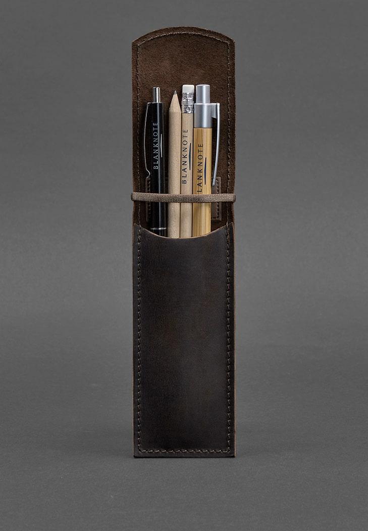 Чехол кожаный для ручек 1.0 Crazy Horse Темно-коричневый (A-026083) - фото 4 Чехол кожаный для ручек 1.0 Crazy Horse Темно-коричневый (A-026083) - фото 4