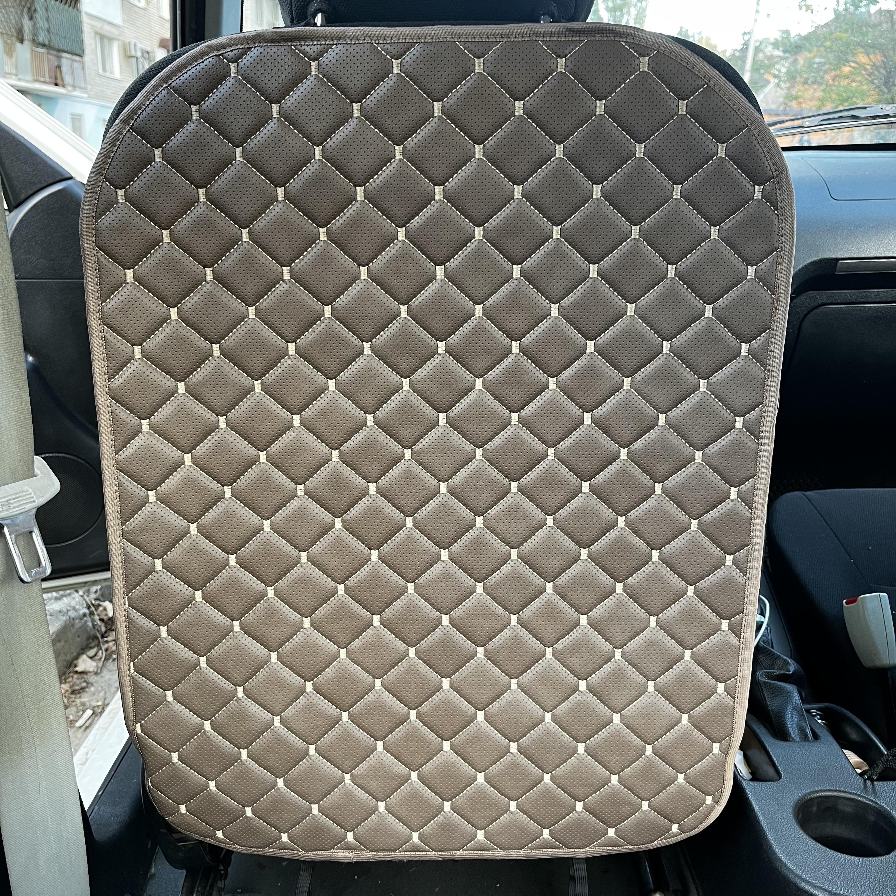 Накидка захисна на спинку переднього сидіння автомобіля з екошкіри 60x45 см заокруглена Світло-коричневий (29882938)