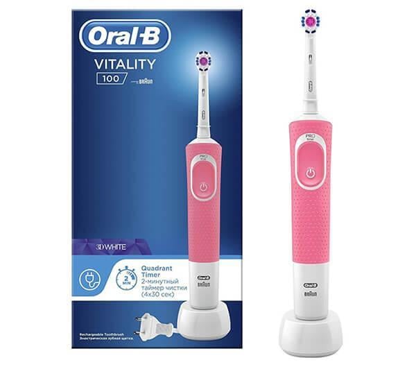 Зубна щітка електрична Oral-B Braun Vitality Cross Action D100 Pink (69696)