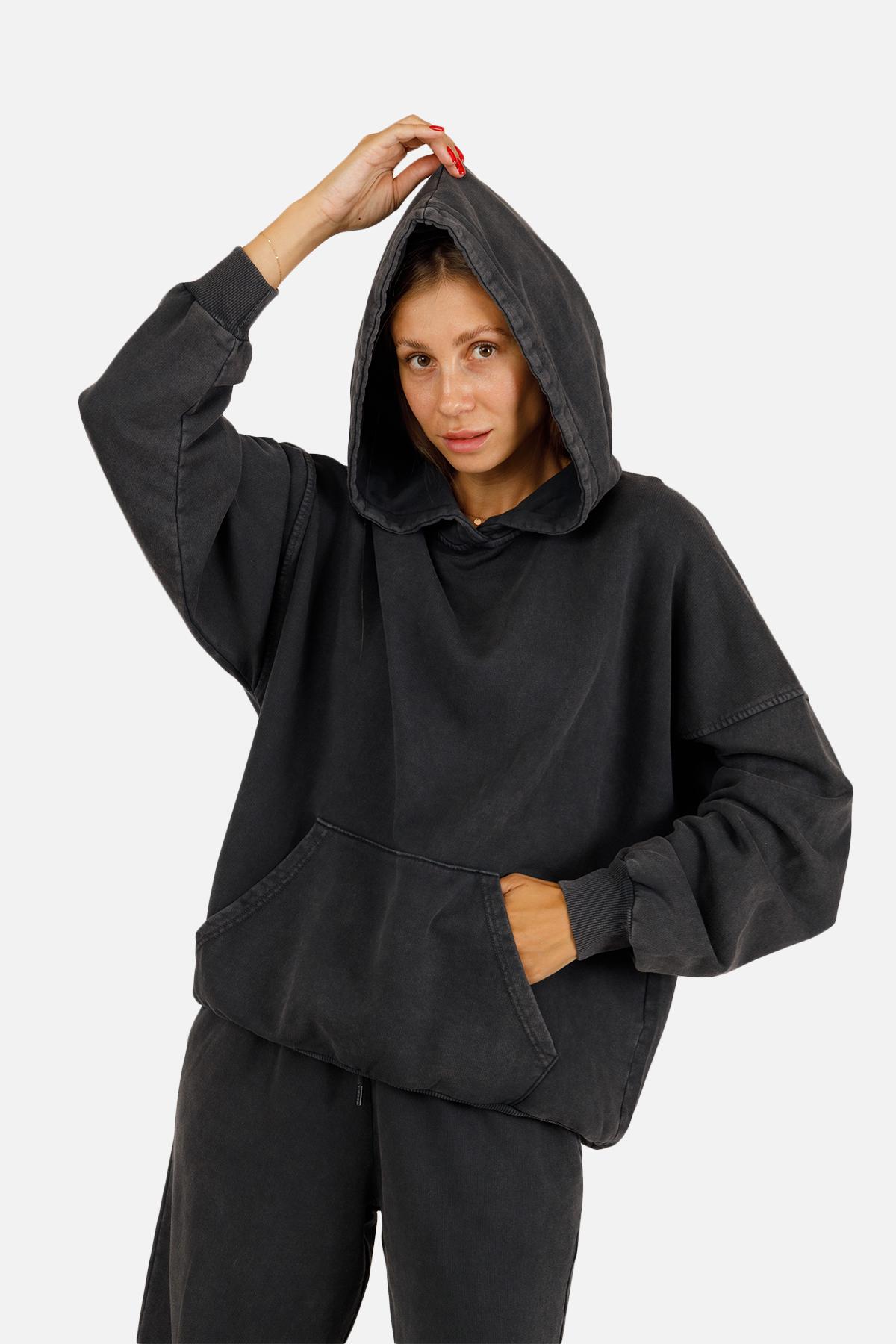 Худі жіноче ЦБ-00257346 р. 46 Темно-сірий (SKT001012737) - фото 3