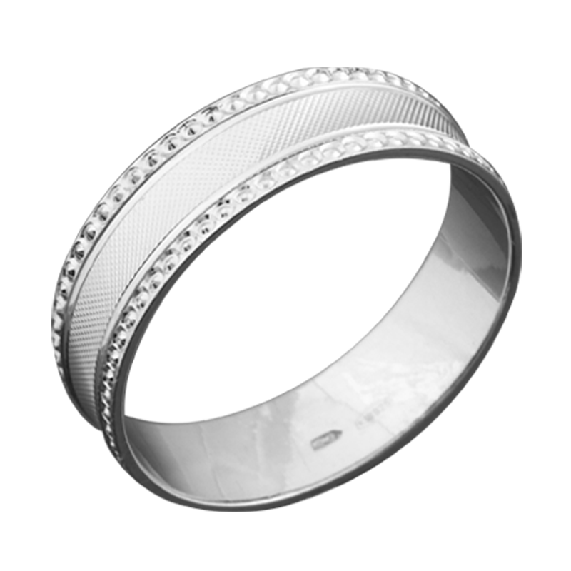 Обручка срібна з візерунком уздовж країв р. 18