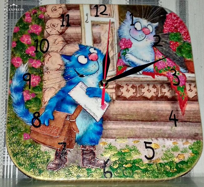 Часы настенный интерьерные Okl Gifts Кот 25х25 см 280