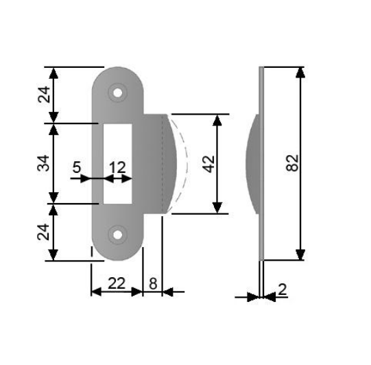 Ответная планка для замка AGB Mediana/Centro с загнутым отбойником Латунь (B01000.13.03) - фото 2 Ответная планка для замка AGB Mediana/Centro с загнутым отбойником Латунь (B01000.13.03) - фото 2