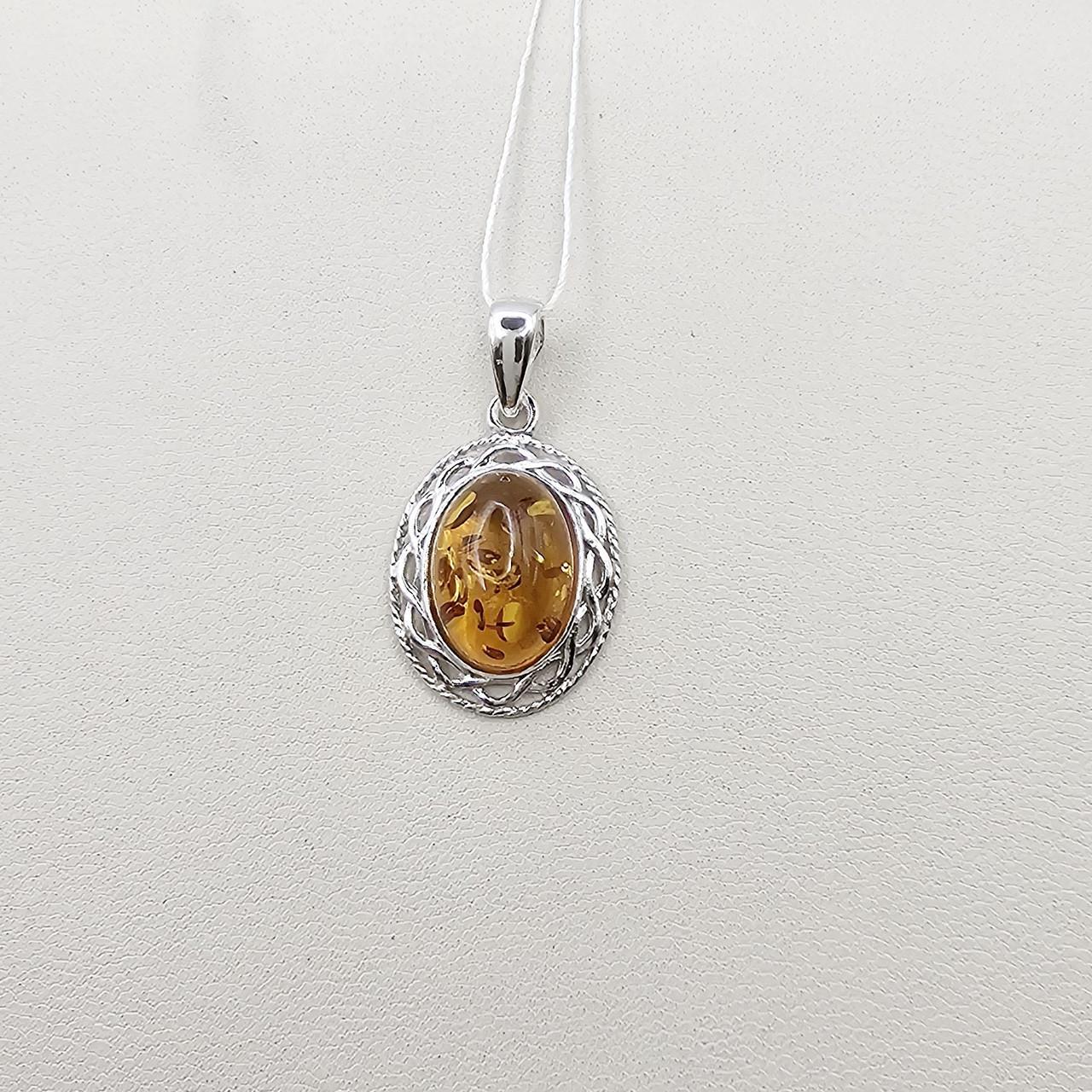 Серебряный кулон с медовым янтарем 1,98 г (3001758290)