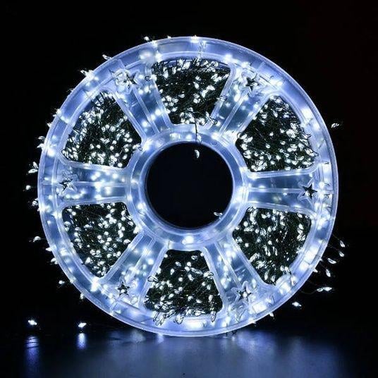 Гірлянда Мішура ФЛЕШ хвойна лапа 1500 LED від розетки зелений дріт 50 м Холодний білий