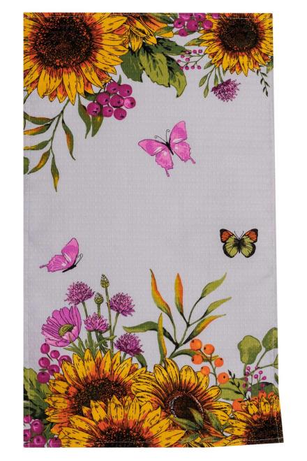 Полотенце вафельное Прованс Подсолнухи с бабочками 34х58 см (44960)