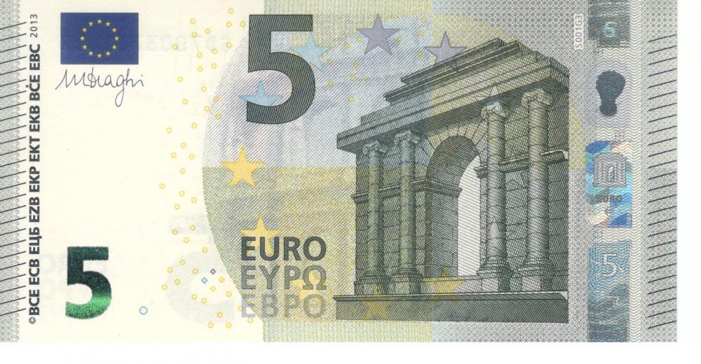 Коллекционная банкнота Италия 5 евро 2013 SD S001 UNC (Б06935)