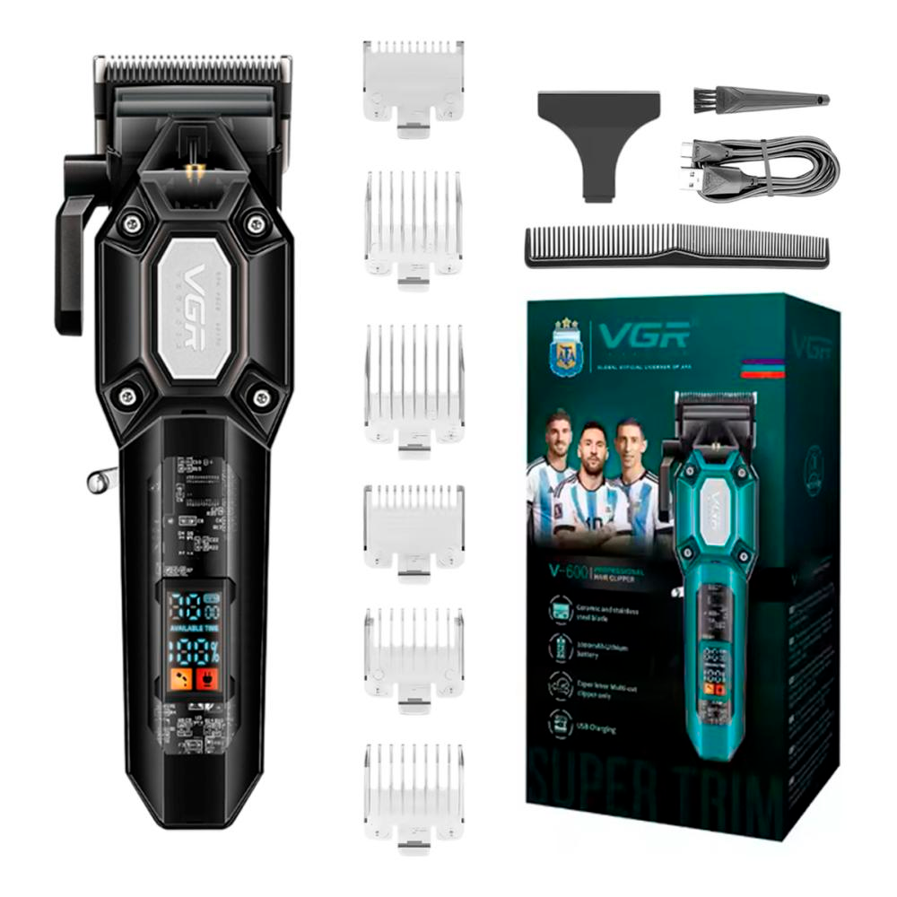 Машинка для стрижки VGR на 6 насадок/регулятор висоти 7000 RPM/LED дисплей Black (V-600)