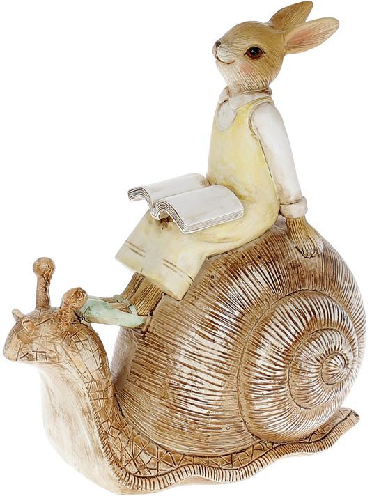 Декоративная статуэтка Зайка на Улитке 15,5х8х16,5 см полистоун (BD-K07-135)