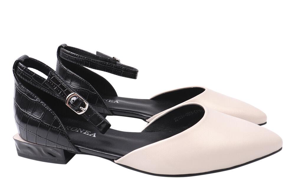 Туфли женские Geronea из кожи на низком ходу р. 39 Серый (950-21LTC)