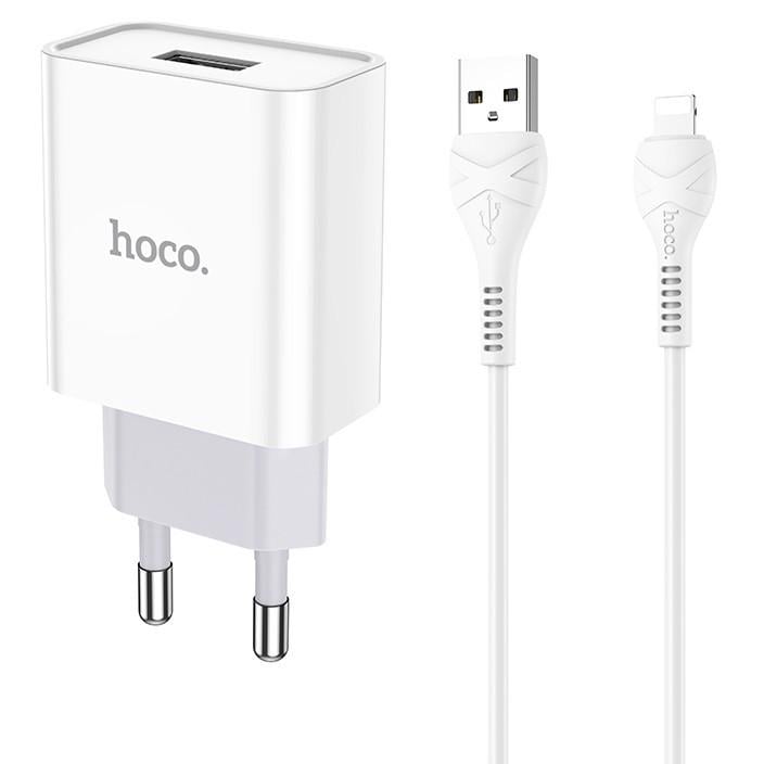 Зарядний пристрій Hoco C81A кабель Lightning 1 м 2.1 A White (0d8f4e22)