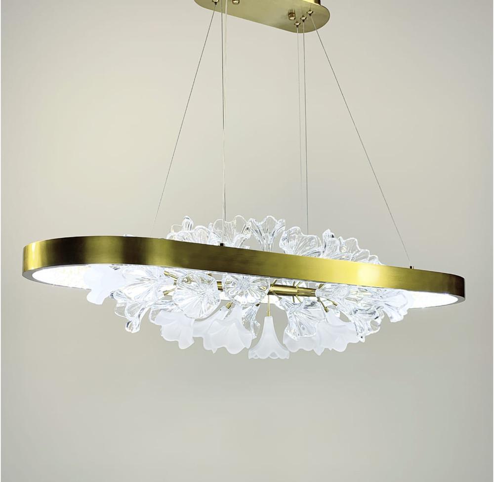 Люстра видовжена із квітковою композицією 90 см Латунь (D 9001 L) - фото 5 Люстра видовжена із квітковою композицією 90 см Латунь (D 9001 L) - фото 5