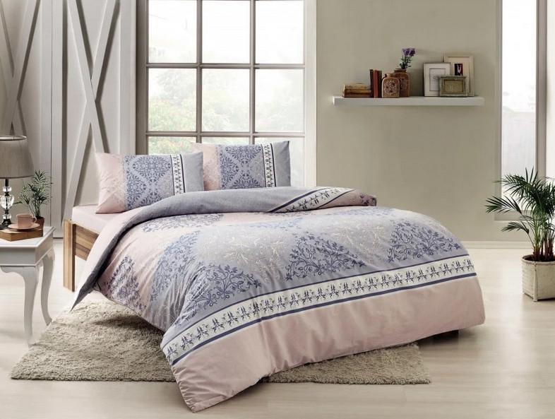 Постельное белье Tac Talia gul kurusu v02 ранфорс Светло-розовый