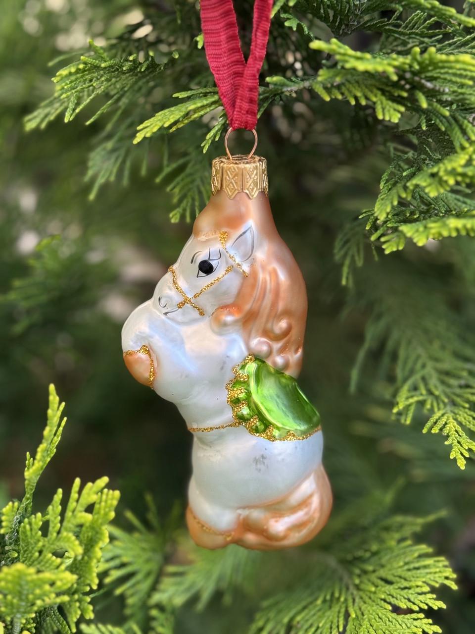 Игрушка стеклянная елочная Лошадь Символ 2026 года