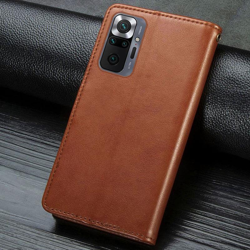 Кожаный чехол книжка GETMAN Gallant (PU) для Xiaomi Redmi Note 10 Pro/10 Pro Max Коричневый - фото 4