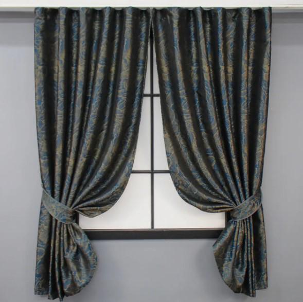 Комплект штор Fantasy жаккард 1,4х1,7 м 2 шт. Синий/Золотистый (1634ш 35-0287)