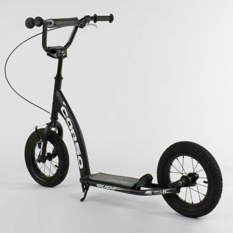 Самокат детский Corso надувные колеса 12" ручной передний тормоз Black (86792) - фото 10 Самокат детский Corso надувные колеса 12" ручной передний тормоз Black (86792) - фото 10