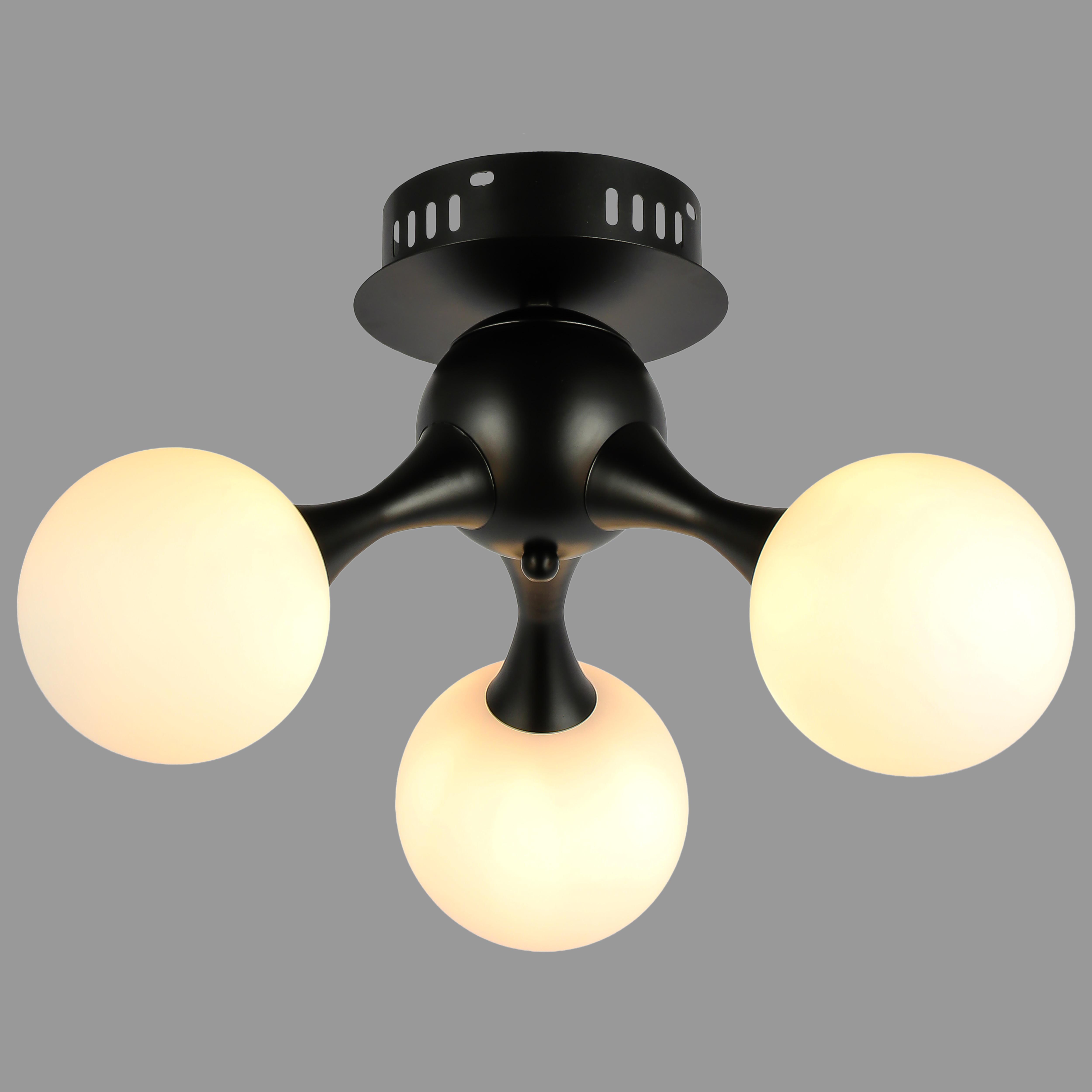 Люстра потолочная Молекула на 3 лампы Черный (52-9817-3 BK+WH)