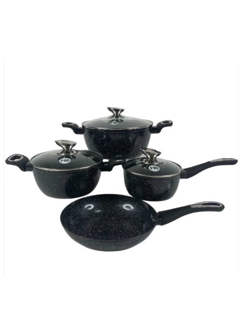 Набір посуду Higher НК-314 зі сковородою граніт 7 пр. Чорний (HK-30758) Набір посуду Higher НК-314 зі сковородою граніт 7 пр. Чорний (HK-30758)