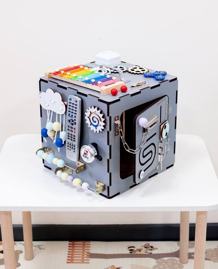 Бізікуб з дерева 33 ел. 30 см Сірий (26240177) - фото 2 Бізікуб з дерева 33 ел. 30 см Сірий (26240177) - фото 2