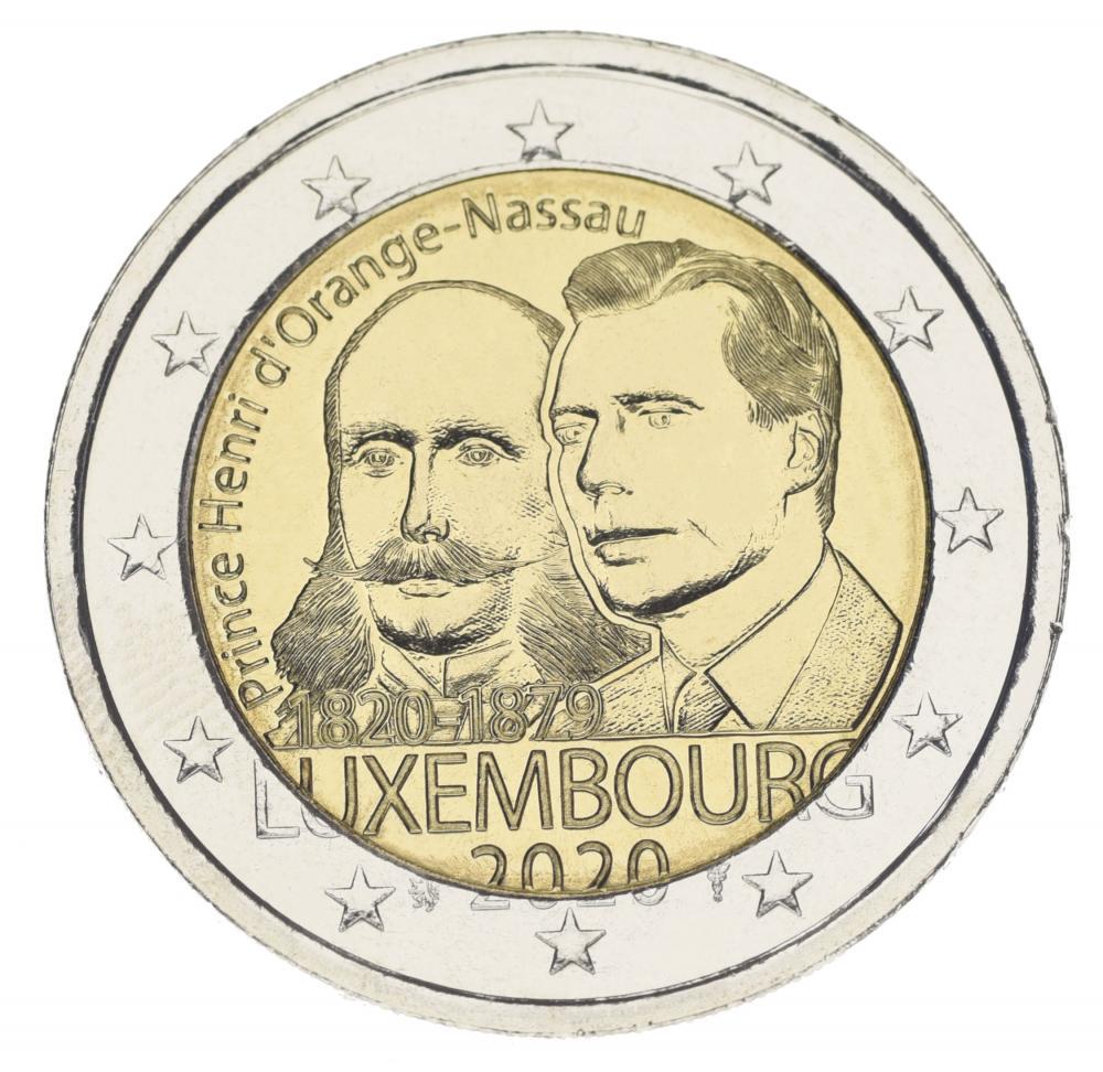 Коллекционная монета Люксембург 2 евро 2020 Биметалл UNC 200 лет со дня рождения Генриха Оранско-Нассауского (М16019)