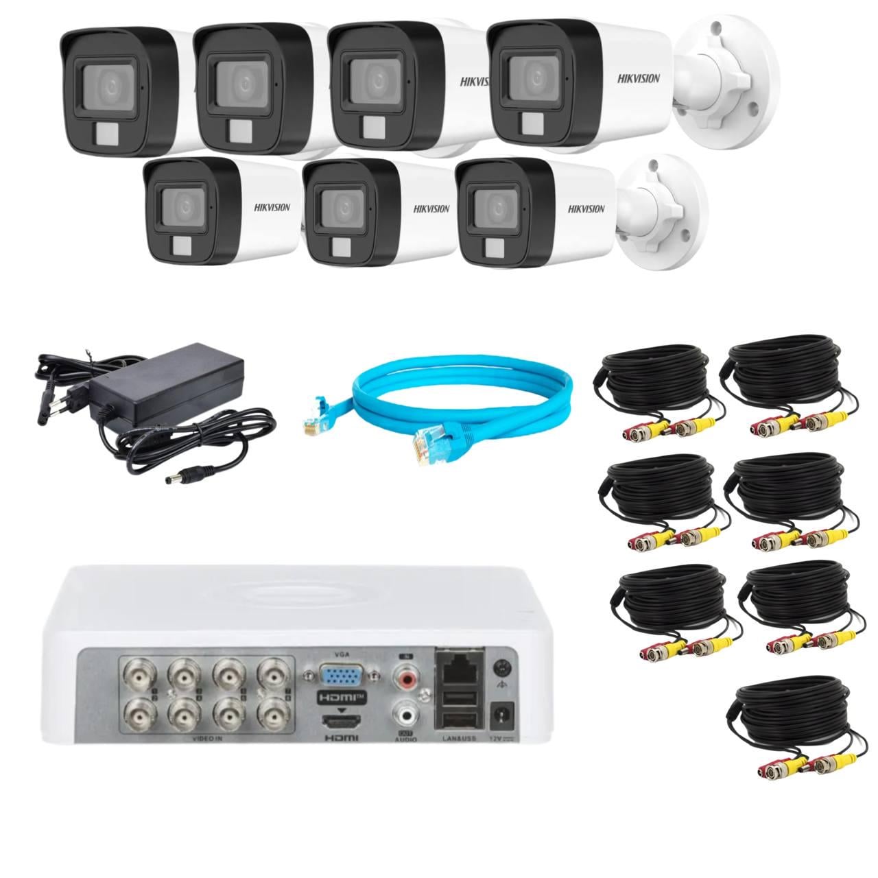 Комплект відеонагляду Hikvision 2Mp-THD-Hybrid-Acusense-DS-2CE16D0T-LFS на 7 камер (24170804)