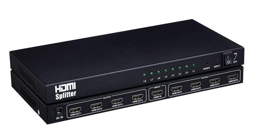 Розгалужувач відеосигналу Rias HDMI-8xHDMI 8 портів v1.4 1080P Black (3_00625)