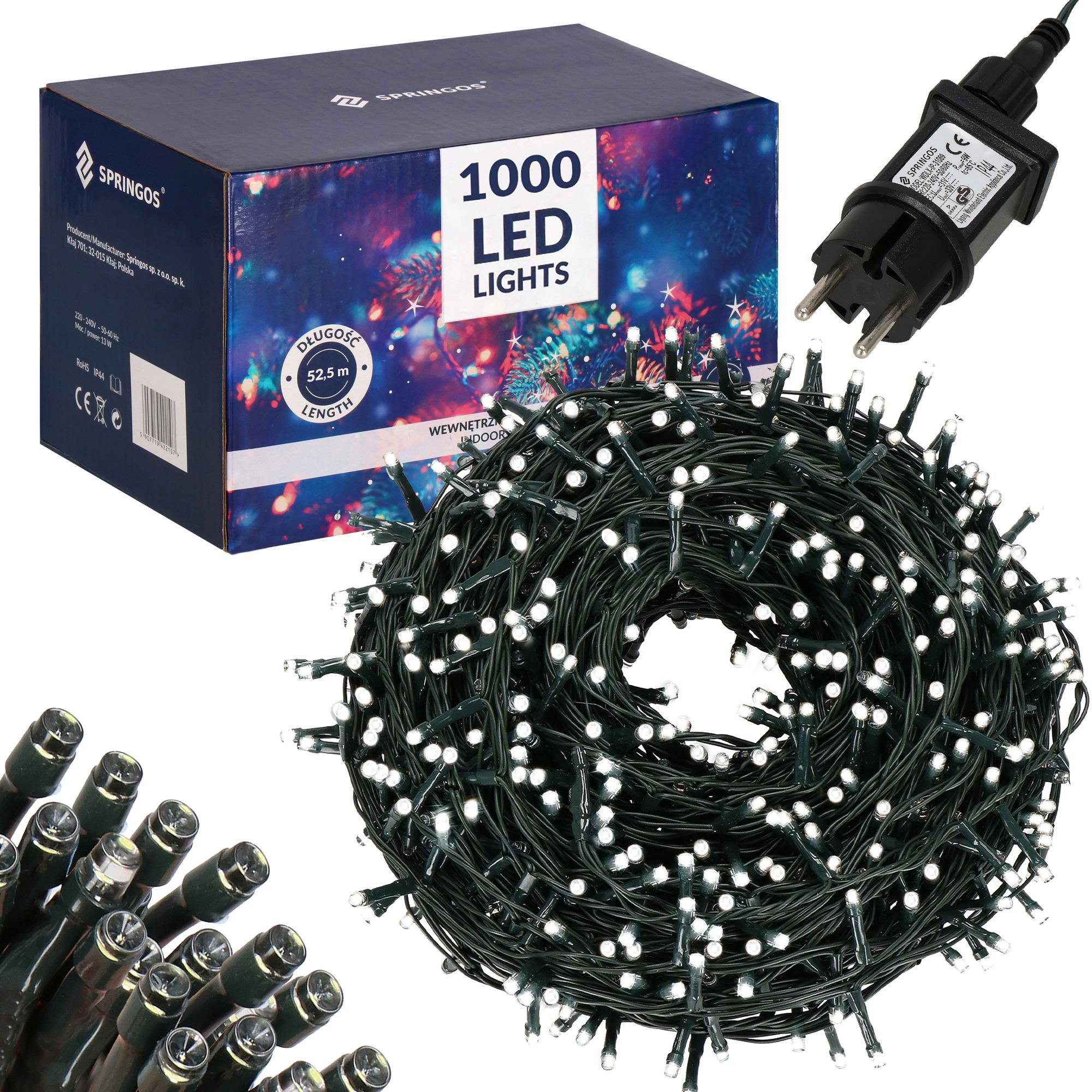 Гирлянда Springos уличная/наружная 1000 LED 50 м Cold white (CL1000)