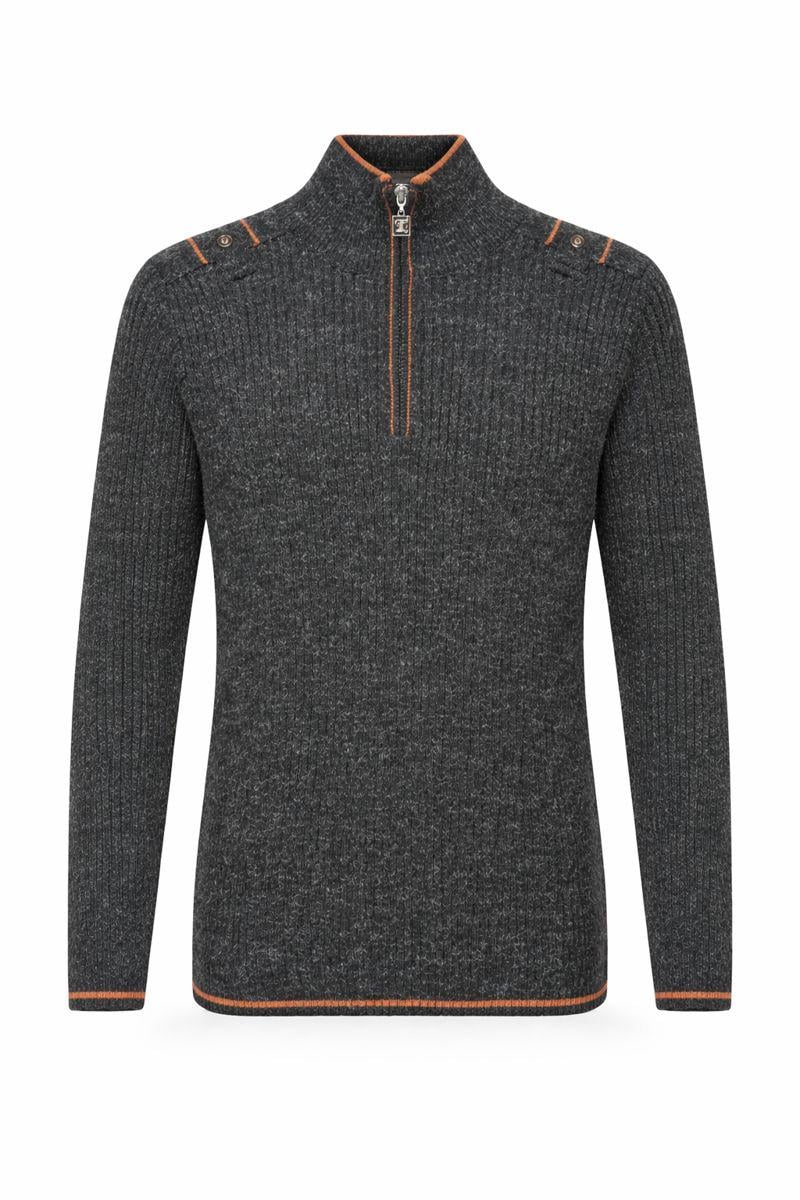 Свитер мужской с воротником-стойкой и короткой молнией L Темно-серый (26127451)