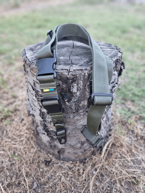 Ремінь триточковий з карабіном та утяжкою Олива (three-point-1-ol) - фото 3 Ремінь триточковий з карабіном та утяжкою Олива (three-point-1-ol) - фото 3