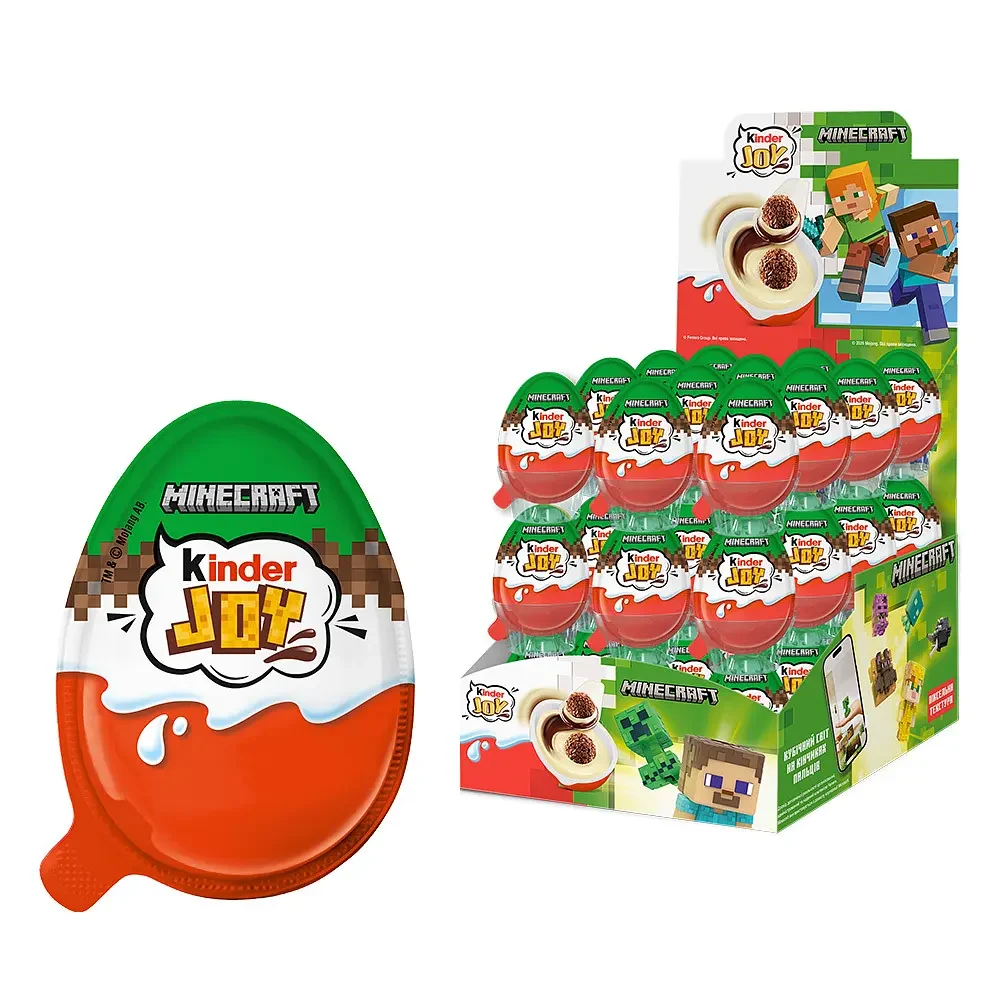 Набір шоколадних яєць Kinder Joy Minecraft Майнкрафт 20 г 20 шт.