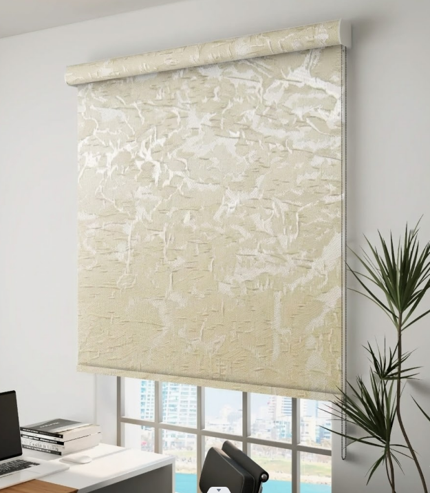 Рулонная штора премиум Чудо blackout без сверления 95х180 см Бежевый