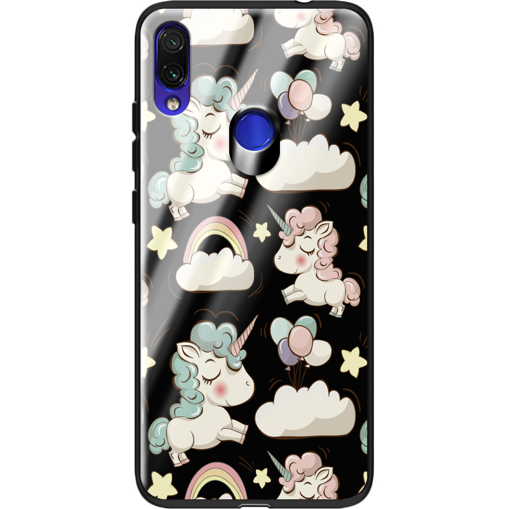 Чехол Boxface Xiaomi Redmi Note 7 Unicorns Черный силикон со стеклом (36202-cc2-37748)