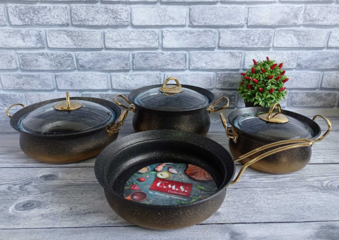 Набор посуды OMS с антипригарным покрытием для индукции 7 предметов Gold (3044-ind-gold) - фото 3 Набор посуды OMS с антипригарным покрытием для индукции 7 предметов Gold (3044-ind-gold) - фото 3