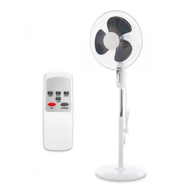 Вентилятор напольный Wimpex с пультом с регулировкой высоты 100 Вт43 см Бело-черный (WX-1604R)