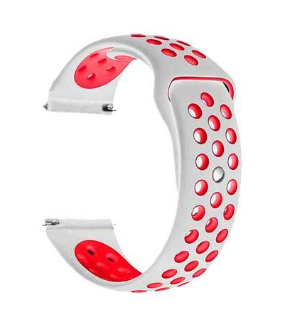 Ремешок для смарт-часов Sport Nike Style силиконовый 20 мм Белый/Черный (1674P)