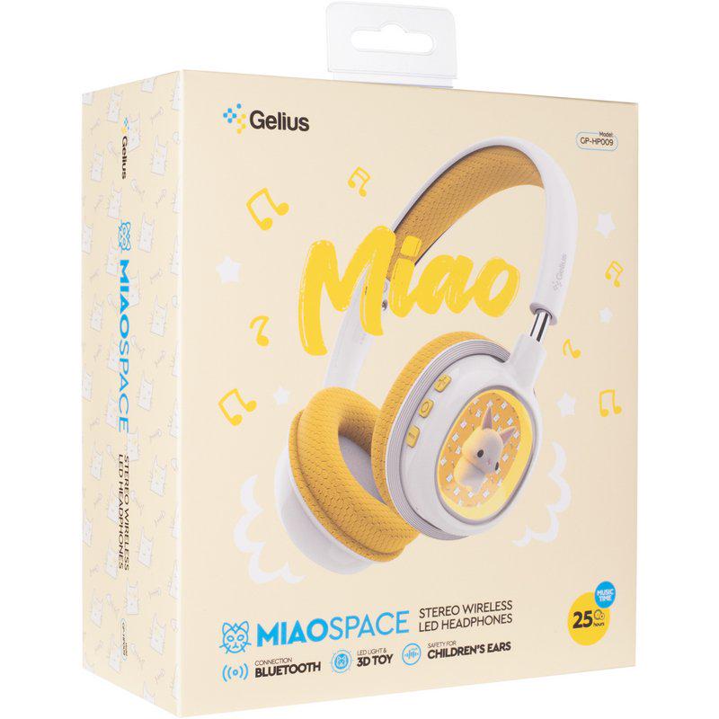 Навушники бездротові дитячі Gelius MIAOSpace GP HP-009 White/Yellow (101291) - фото 5 Навушники бездротові дитячі Gelius MIAOSpace GP HP-009 White/Yellow (101291) - фото 5