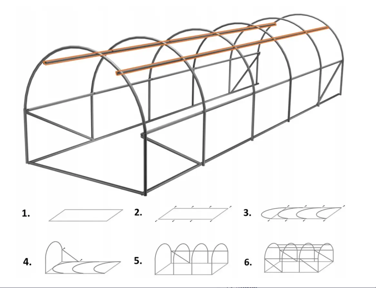 Теплиця садова Mirpol плівкова армована з вікнами 6х3х2 м 18м2 - фото 13