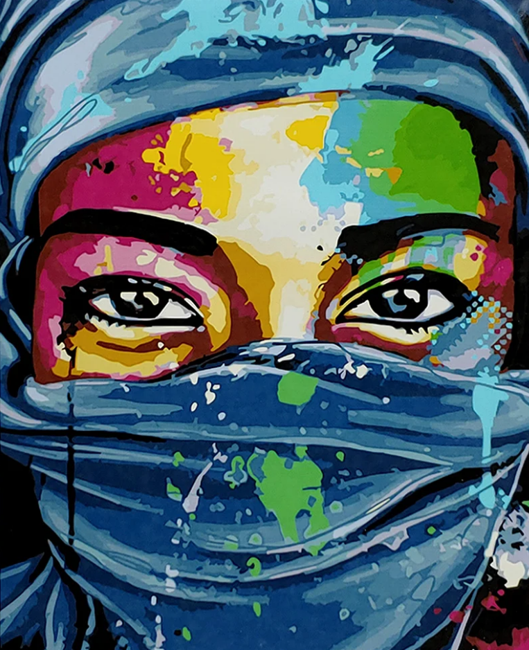 Картина по номерам Strateg Премиум Поп-арт глаза с лаком и уровнем 40x50 см (SY6921)