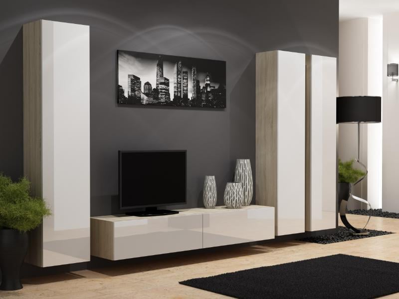 Стенка в гостиную комплект Сama Vigo 1 из ламинированной ДСП Дуб сонома/Белый (21406) - фото 2